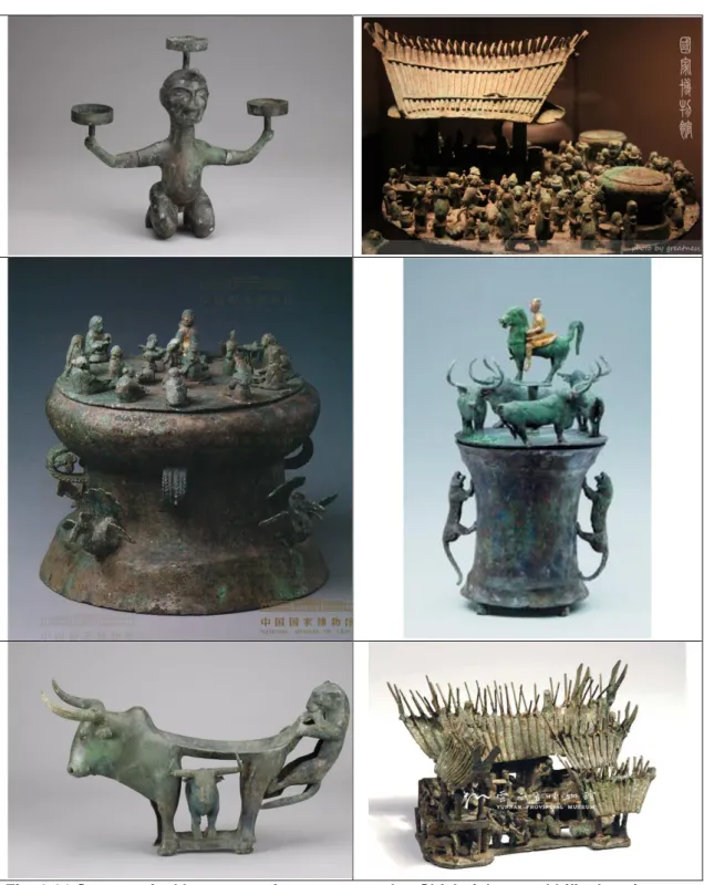 Fig. 2.21 Some typical bronze artefacts excavated at Shizhaishan and Lijiashan (source: 