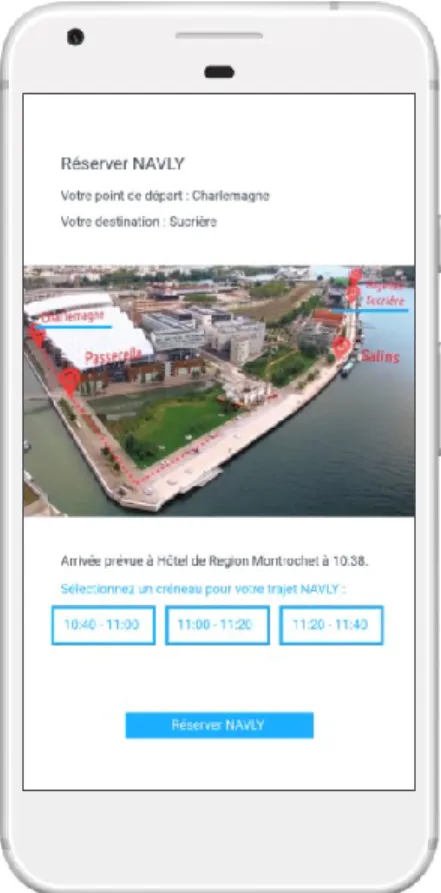 Figure 2. A screenshot of the application allowing users to select  their itinerary, pick up time and number of passengers  Post-immersion evaluation of acceptance 