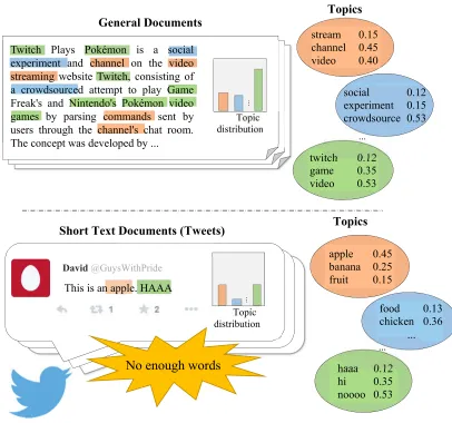 Figure 1. An example of LDA in the long text and short text corpus 