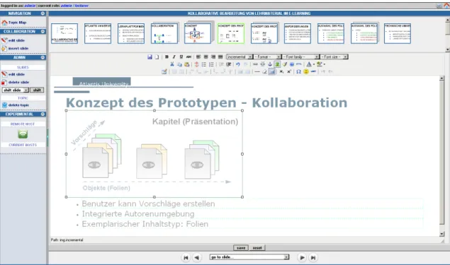 Figure 2: Collaborative Content Manipulation – CoCoMa: Here seen in editing mode.