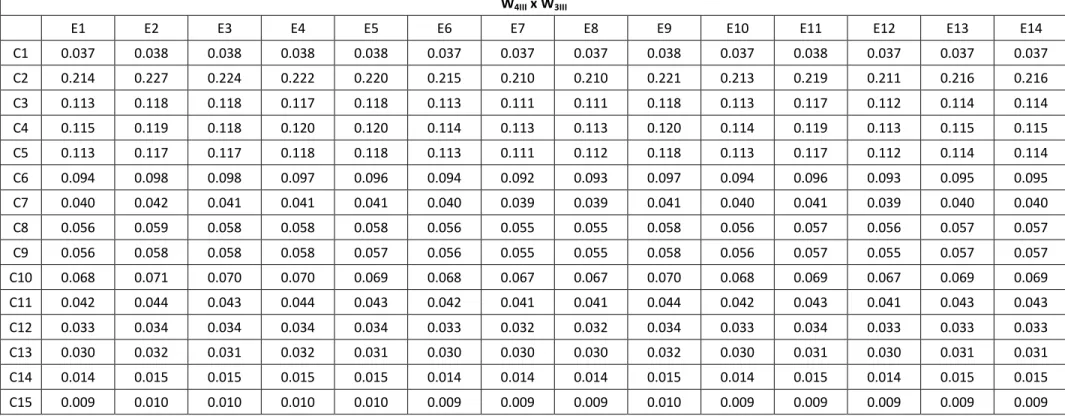 Table 10. Final results of Phase III (b): relationship matrix. 