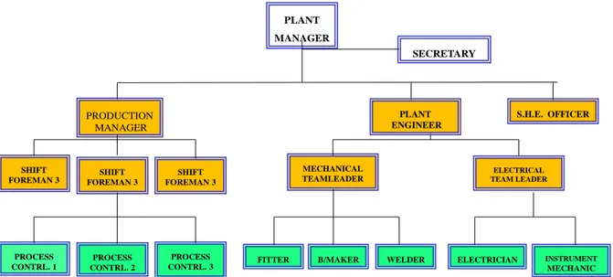 Figure 3.1.:   A  common  cement  manufacturing  facility  organisational  chart  in  South Africa 