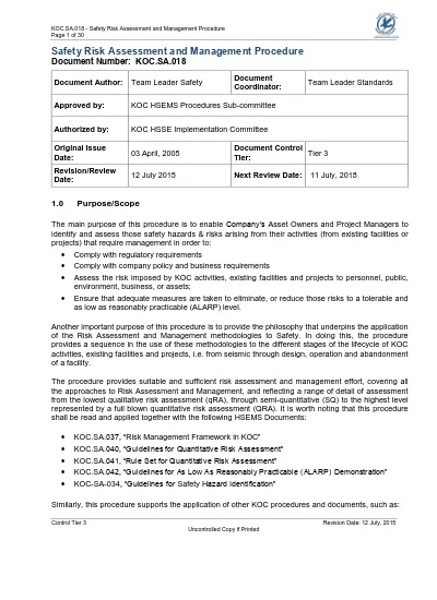 KOC.sa.018 - Safety Risk Assessment and Management Procedure