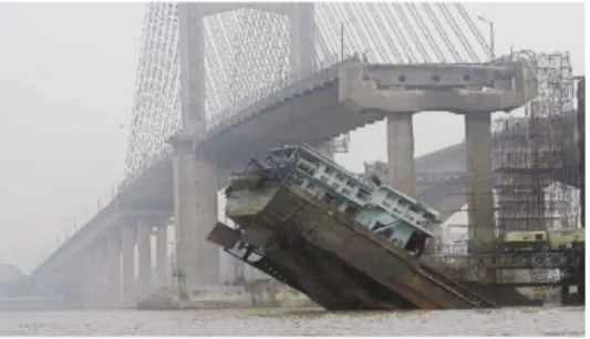 Fig. 1. The highway 325 bridge over the Jiujiang River collapsed due to a ship collision 