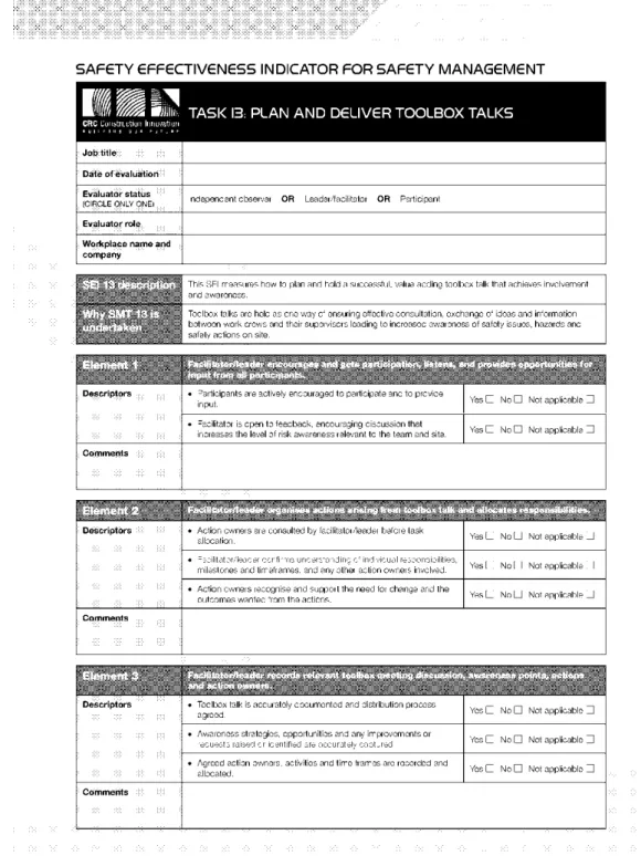 Figure 1.  Plan and deliver toolbox talks  