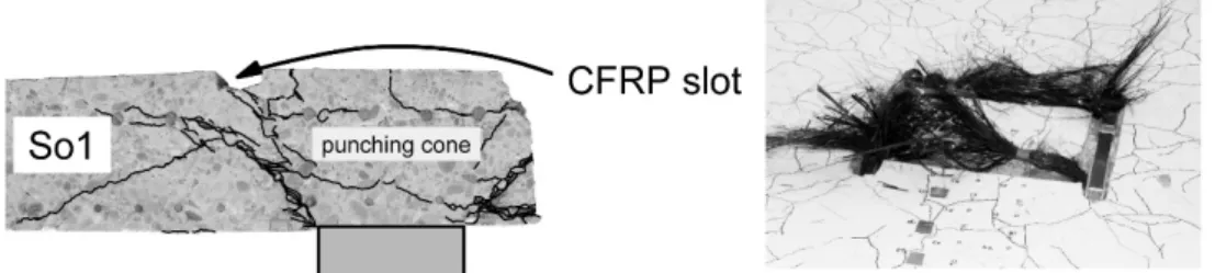 Figure 5. Punching failure of slab So1 and strap failure in So3. 