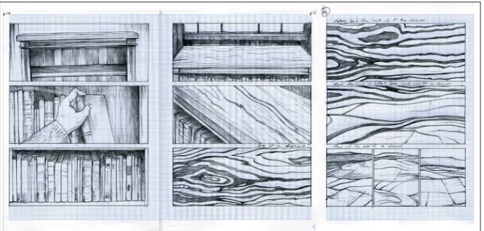 Figure 2: The Checkweighman prologue sequence page roughs 10 to 12, © 2018 Nick Dodds.