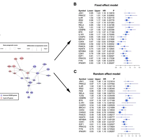 Figure 7: Forest plots of the association between the 22-gene module and overall survival