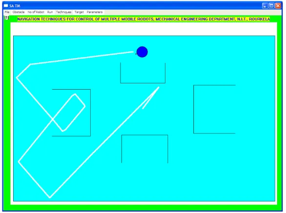 Figure  4.17.  Navigation  path  for  one  mobile  robot  using  five  membership  triangular fuzzy controller.                   