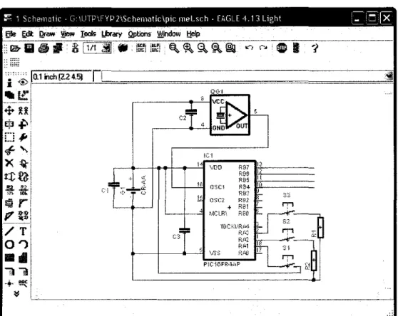 Figure below shows diagram of microcontroller circuit during designing process. 