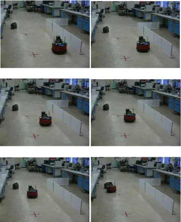 Fig. 6 Mobile robot movements and behaviour activations for simulation  field 2 :    (a) FFCR and (b) SFCR 