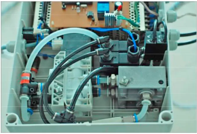 Fig. 3. Pneumatic compressor with the controller box   3. Robot subsystem 