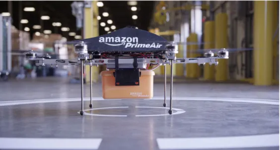 Figure 2.7: Amazon looks to use quadcopter drones to deliver packages in the near future.