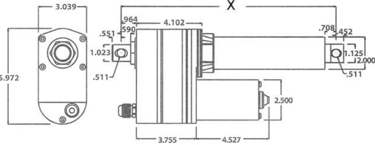 Figure 5.2: Diagram of the large linear actuator the team intended to use for the steering (in inches)