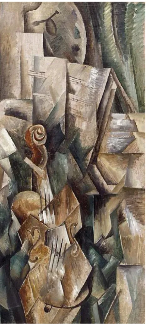 Figure 3: Georges Braque, Violin and Palette, oil on canvas, 1909  Source: Solomon R Guggenheim Museum, New York.
