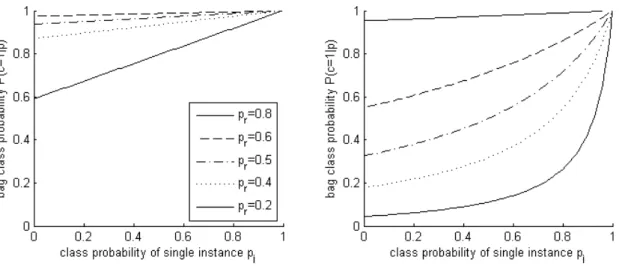 Figure 4.7: Bag class probability as a function of a single instance class probability