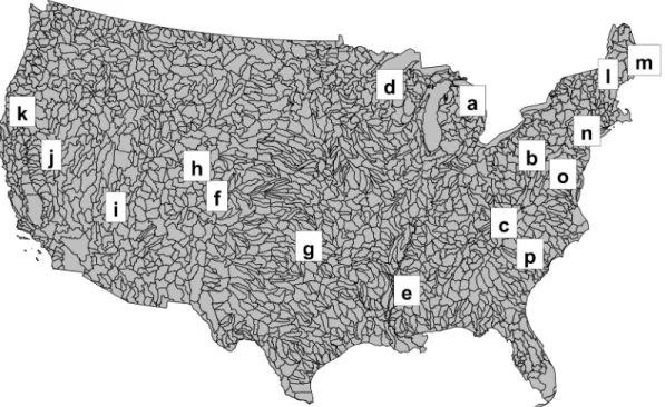 Figure 8. Locations of the river temperatures used for validation. 