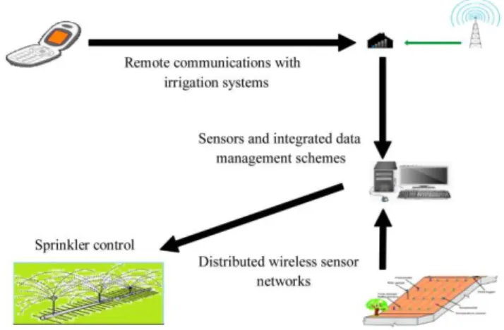 Figure 1    Relationship of autonomous sensor irrigation  management technologies 