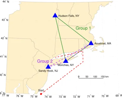 Figure 3.3: Map of a mariner’s Long Island Sound transit, as an operational test, on the simulator