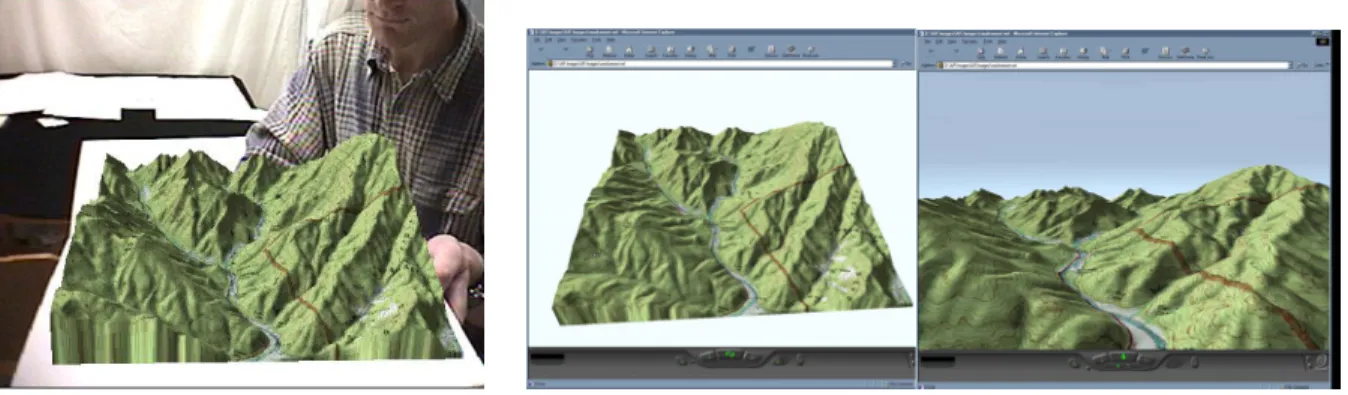 Figure 1: AR Geographic visualization  Figure 2: Desktop 3D GIS Geographic visualization output 