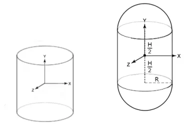 Figure 1.10. Left: a cylinder geometry. Right: a capsule geometry.