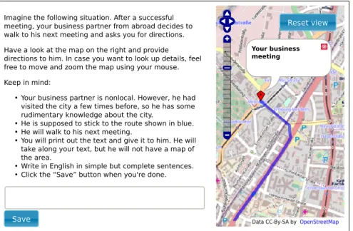 Figure 2.2: Screenshot of the first experiment for soliciting route descriptions from participants.