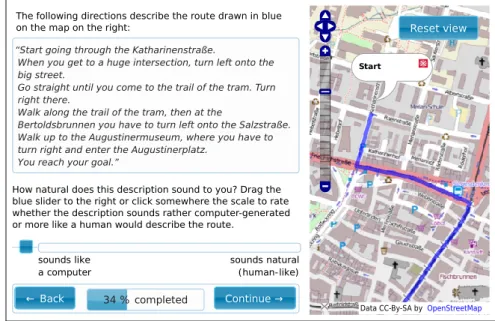 Figure 2.3: Screenshot of the second experiment for evaluating how natural directions sound.