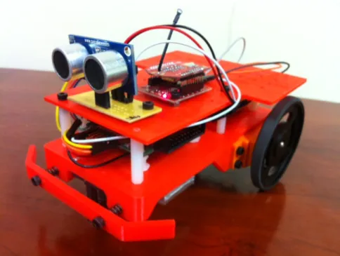 Figure 3.12: Second Generation Vehicle with Sonar, Compass, and WiFly Antenna