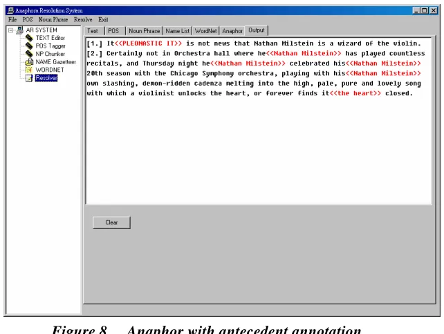 Figure 8.  Anaphor with antecedent annotation. 
