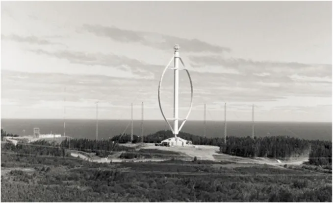 Figure 9: Darrieus Turbine (4 MW rated power), Canada, 1987 (Hau, 2006, p. 69) 