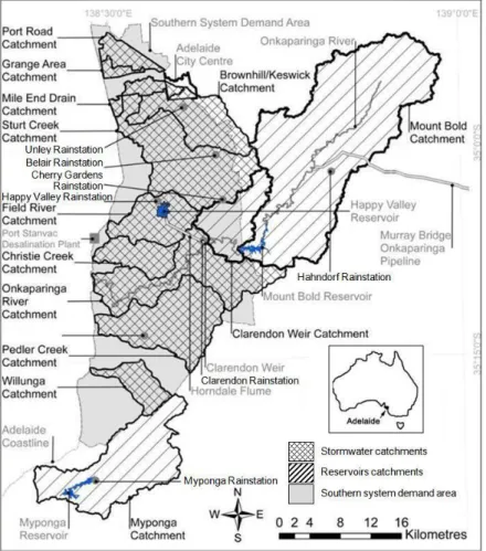 Fig. 2. Southern part of the Adelaide water supply system 