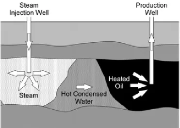 Figure 2.2. Steam flooding process [Amjad Sha, 2010] 