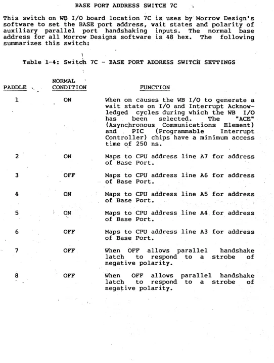 Table 1-4: Swi~dP 7C -