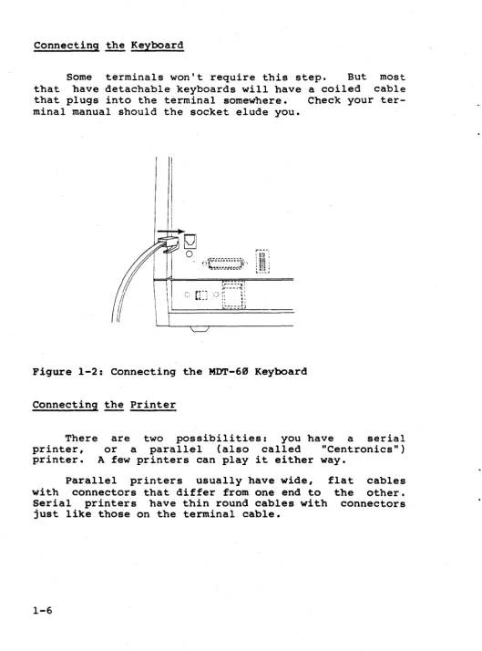 Figure 1-2: Connecting the MDT-6a Keyboard 