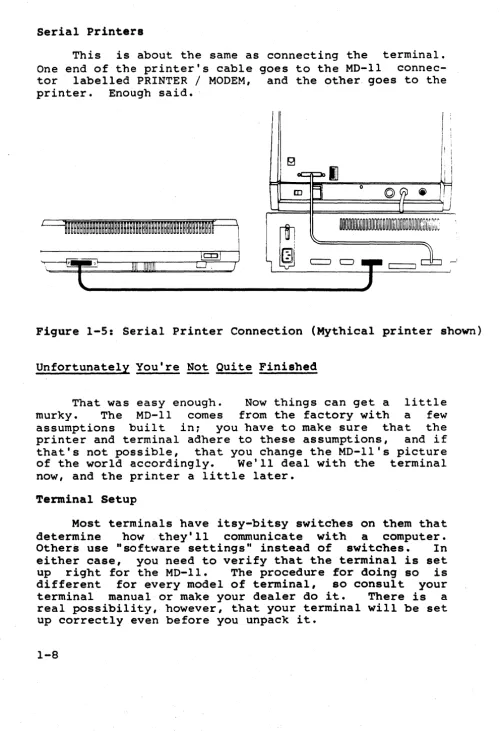 Figure 1-5: Serial Printer Connection (Mythical printer shown) 