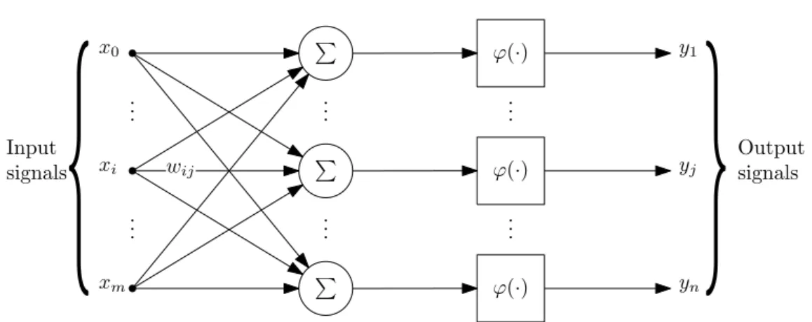 Figure 2.6: The general architecture of a single layer perceptron. Adapted from Haykin [50].