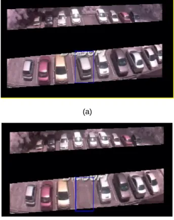 Figure 6. Detection of (a) occupied parking lot when entering and (b) empty parking lot   when exiting 