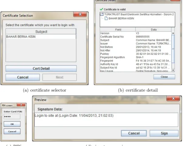 Figure 4.3: Applet screens