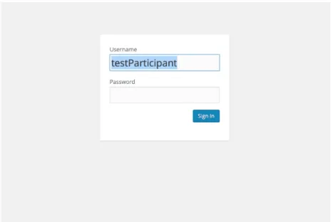 Figure 4.1.  Test 1 Login Screen.  Note that the username has been pre-filled by the system