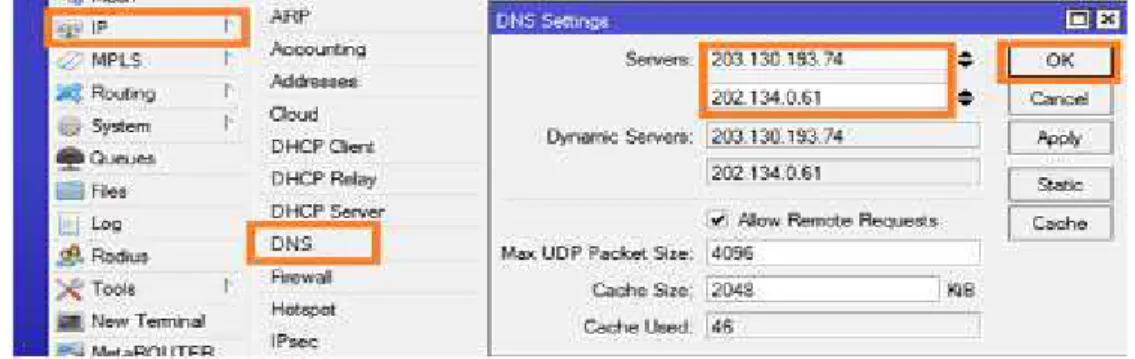 Gambar 8. Setting DNS dari Speedy