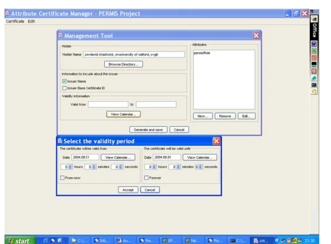 Figure 2 The Attribute Certificate Manager Tool.