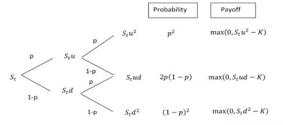 Figure 2.3 A two-step Binomial Tree