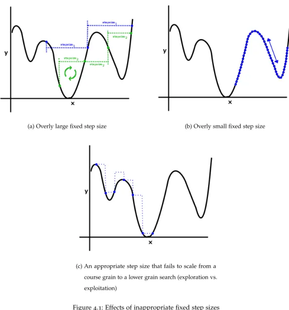 Figure 4.1: Effects of inappropriate fixed step sizes