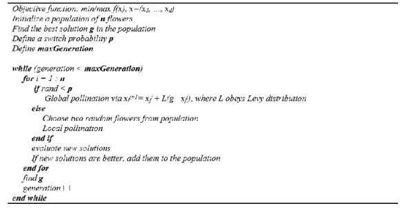 Figure 1: Flower Pollination Algorithm pseudo-code 