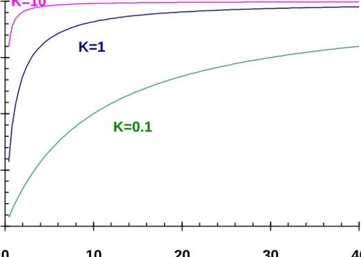 Figure 6 Example of the resultant Langmuir isotherms at different rates of  adsorption(K)  
