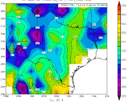 Figure 4- 4: Mean soil moisture content values for Texas State in December 2014 