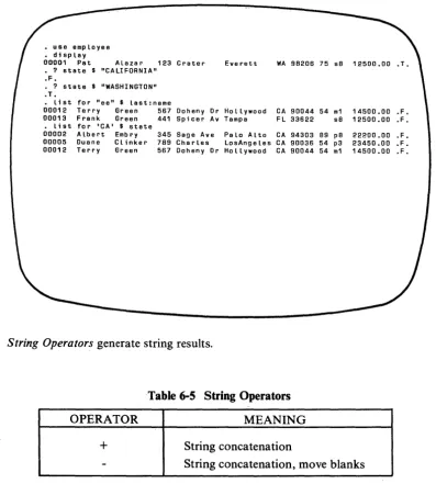 Table 6-5 String Operators 
