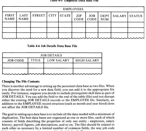 Table 4-5 Employee Data Base File 