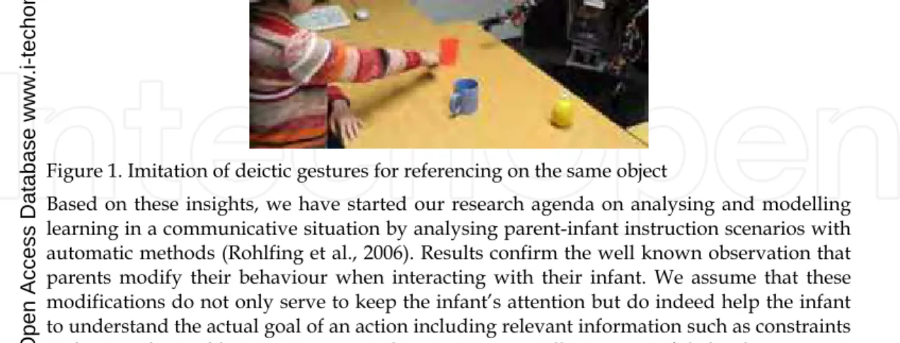 Figure 1. Imitation of deictic gestures for referencing on the same object 