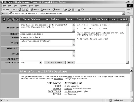 Fig 2. A screenshot from SQL-Tutor 